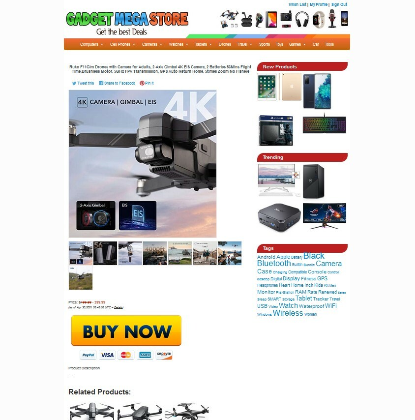 Gadgets Store Automated Amazon eBay CB Affiliate Website Make Money + AUTOUPDATE