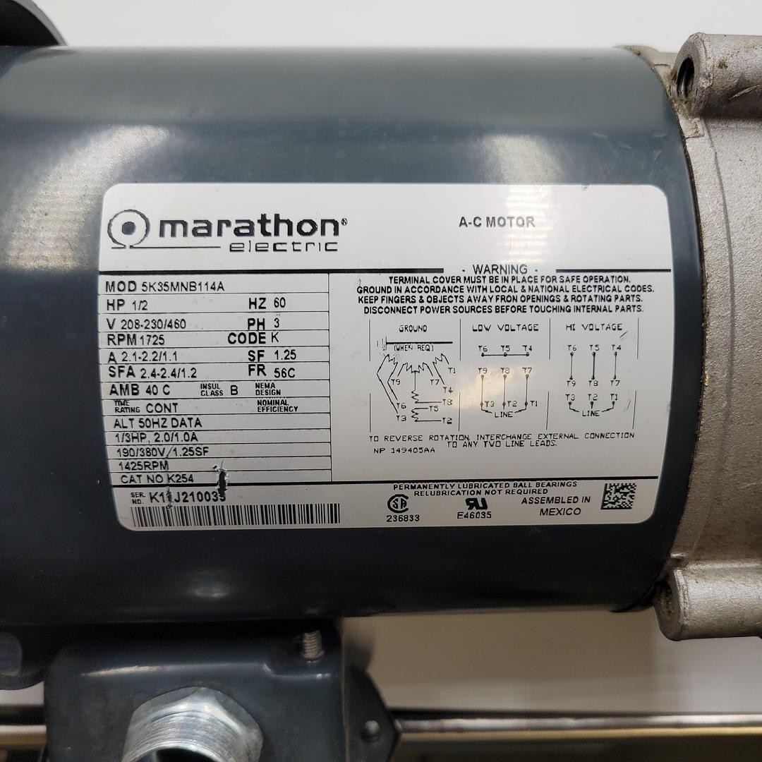 Marathon 1/2 HP motor 1725 RPM 56C F715-20-B5-H / 547923 51907