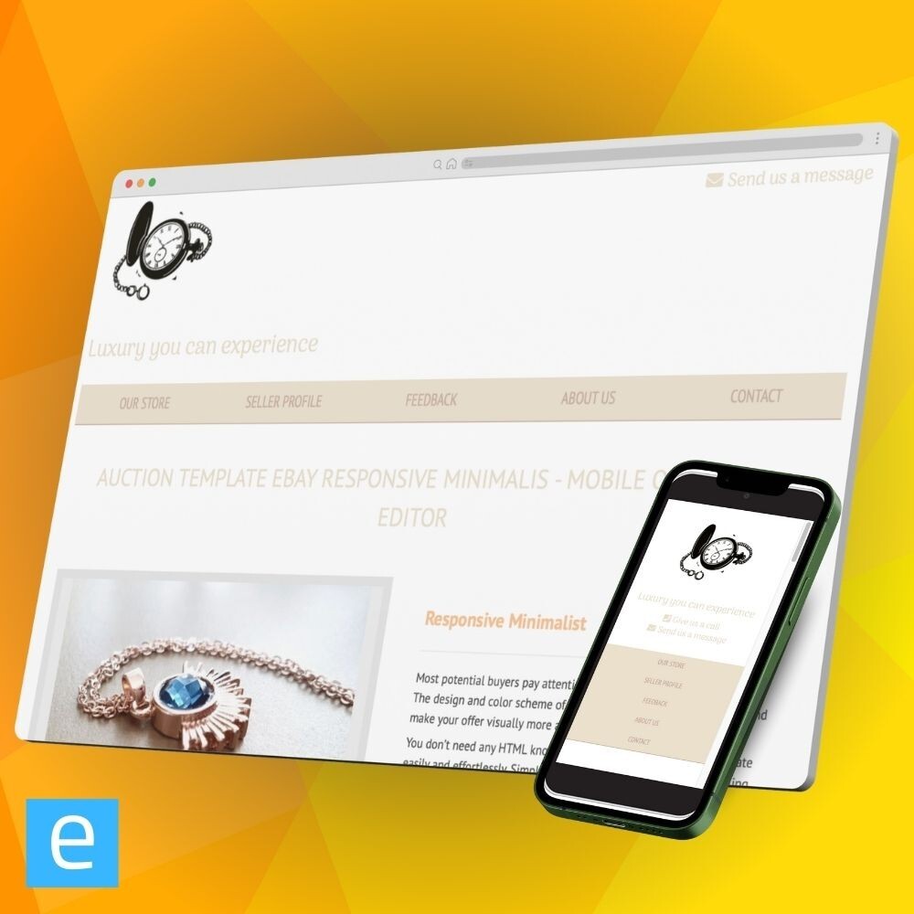 Auction Template eBay Responsive Minimalist – Mobile Optimized