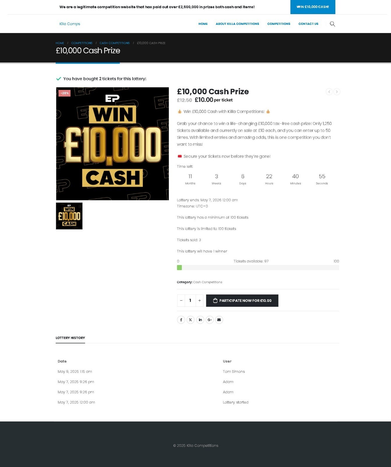 Custom-Built Raffle, Lottery & Competition Site – Start Earning Instantly