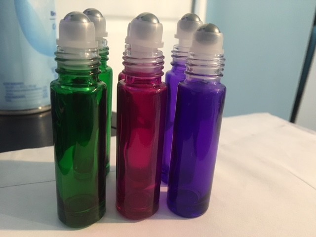 6 colored Essential Oil Perfume Glass Bottles Roller Ball 10ml Stainless steel