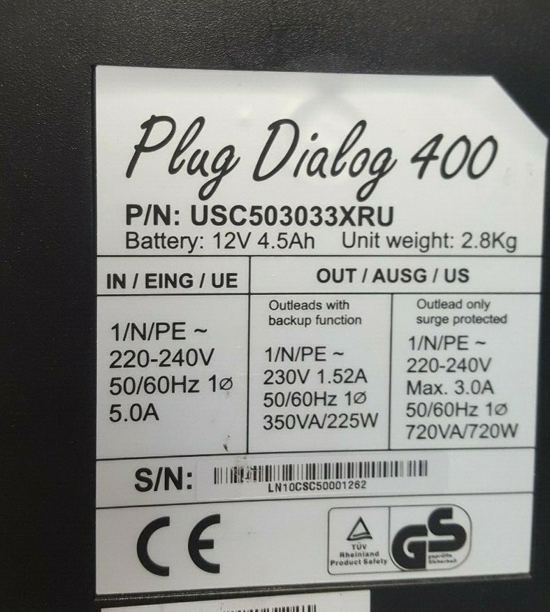 Riello UPS PLUG DIALOG 400 USC503033XRU (IN10S3)