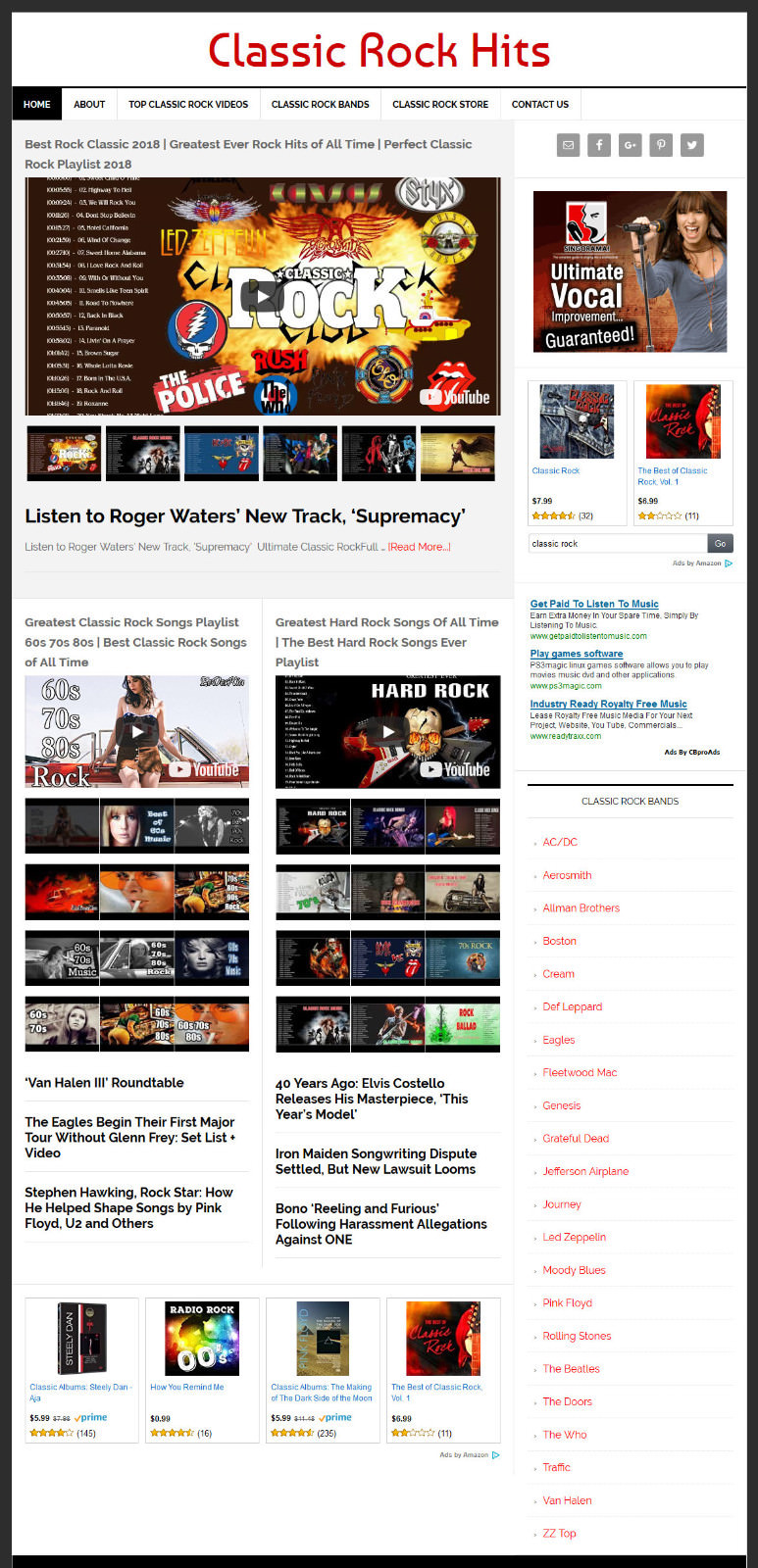 * CLASSIC ROCK VIDEO * blog website business for sale w/ AUTO UPDATING CONTENT!