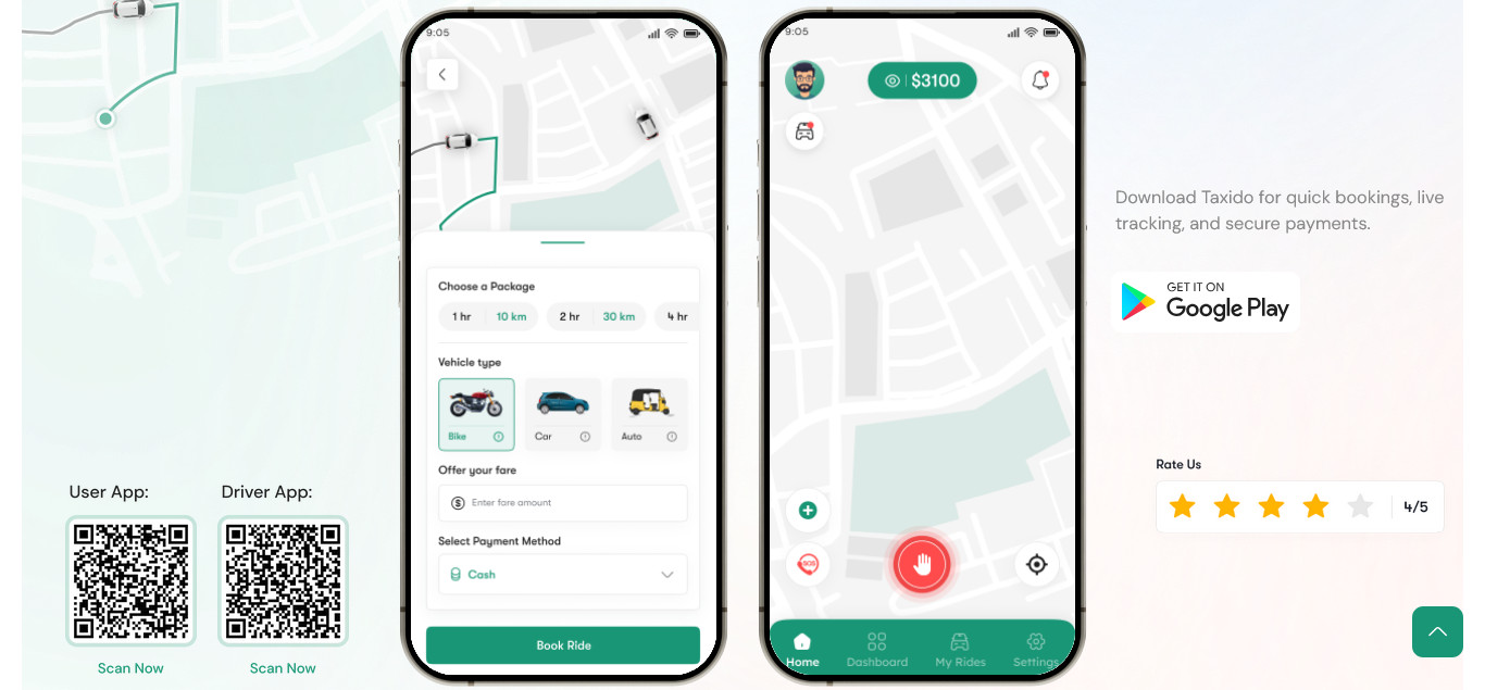 Cabido Taxi Booking & Parcel Delivery App | React Native Android + iOS | Laravel