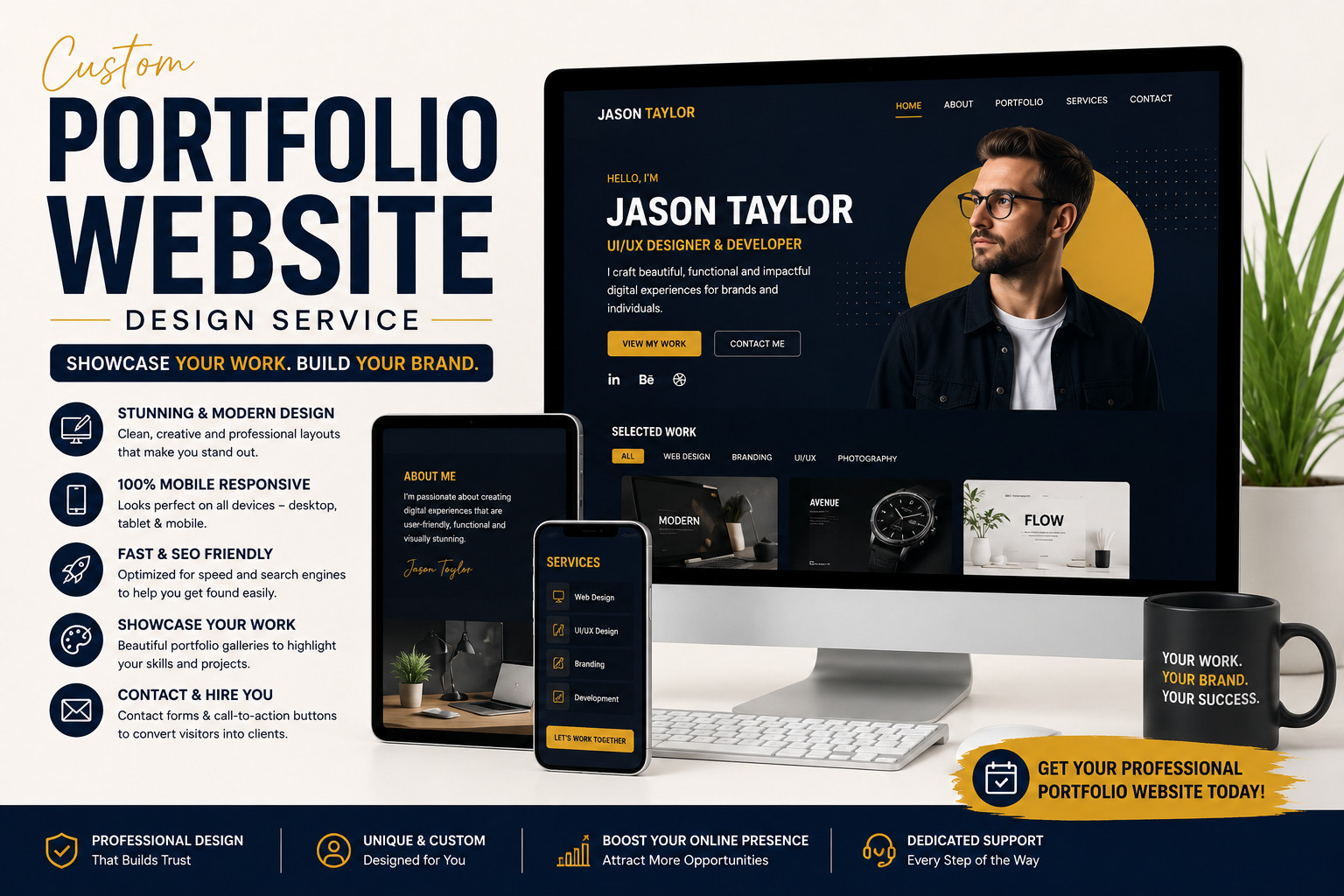 Custom Portfolio Website Design | Personal Brand Freelancer Website Service