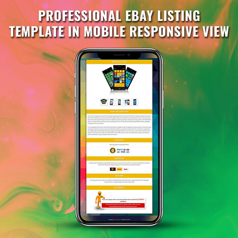 Ebay Template Listing Professional Auction design Responsive mobile HTML 2025