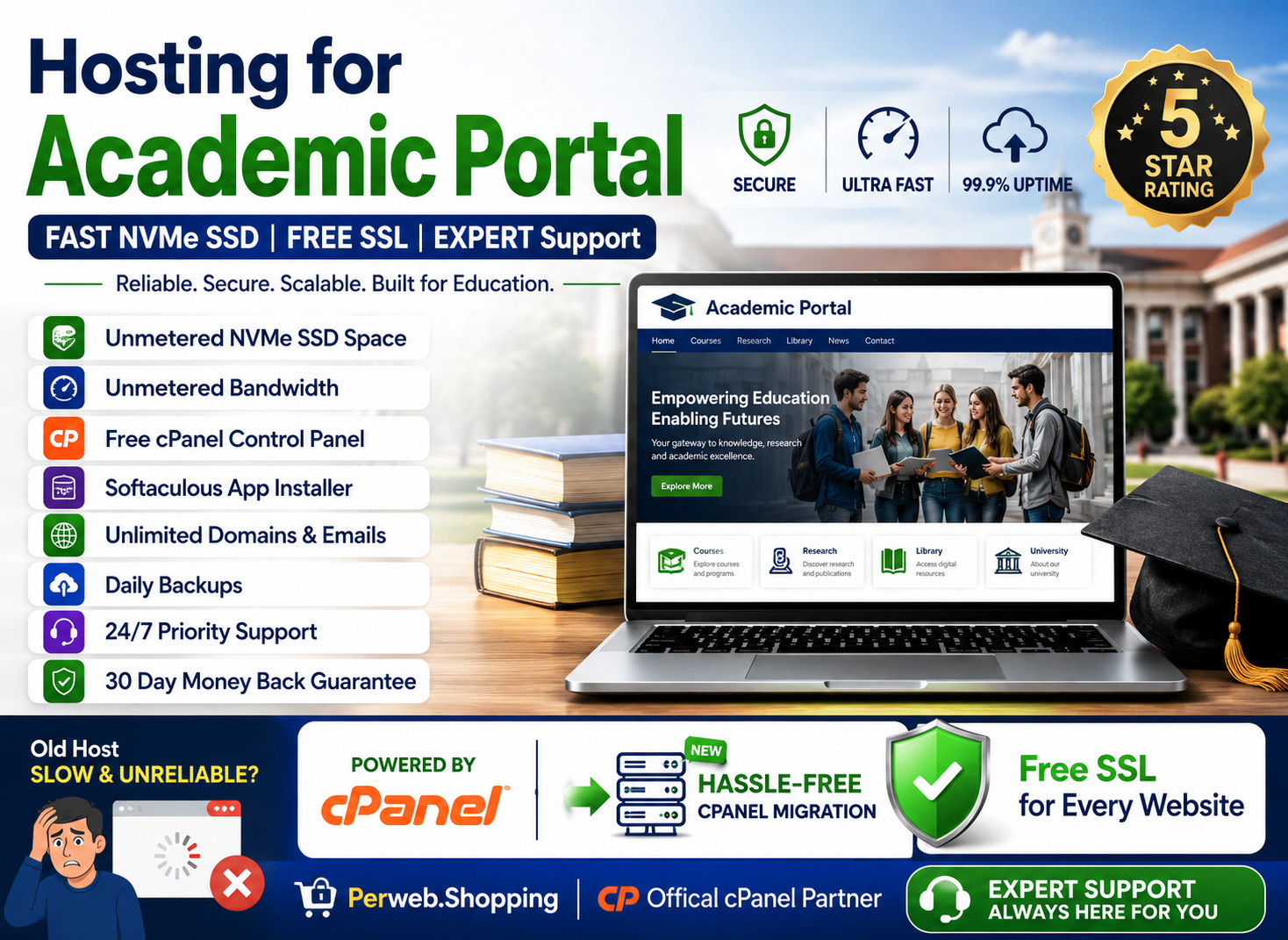 Hosting for Academic Portal – 🎓 Fast, Secure, Unlimited SSD | Only $14.99/Year!