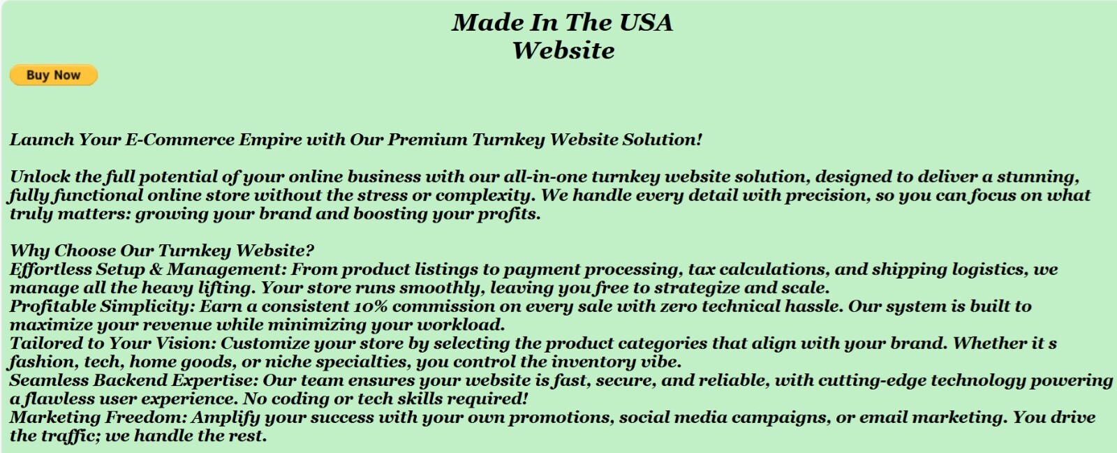 M I T U S A 4 U. Store Established Profitable Turn-key Online Business Website