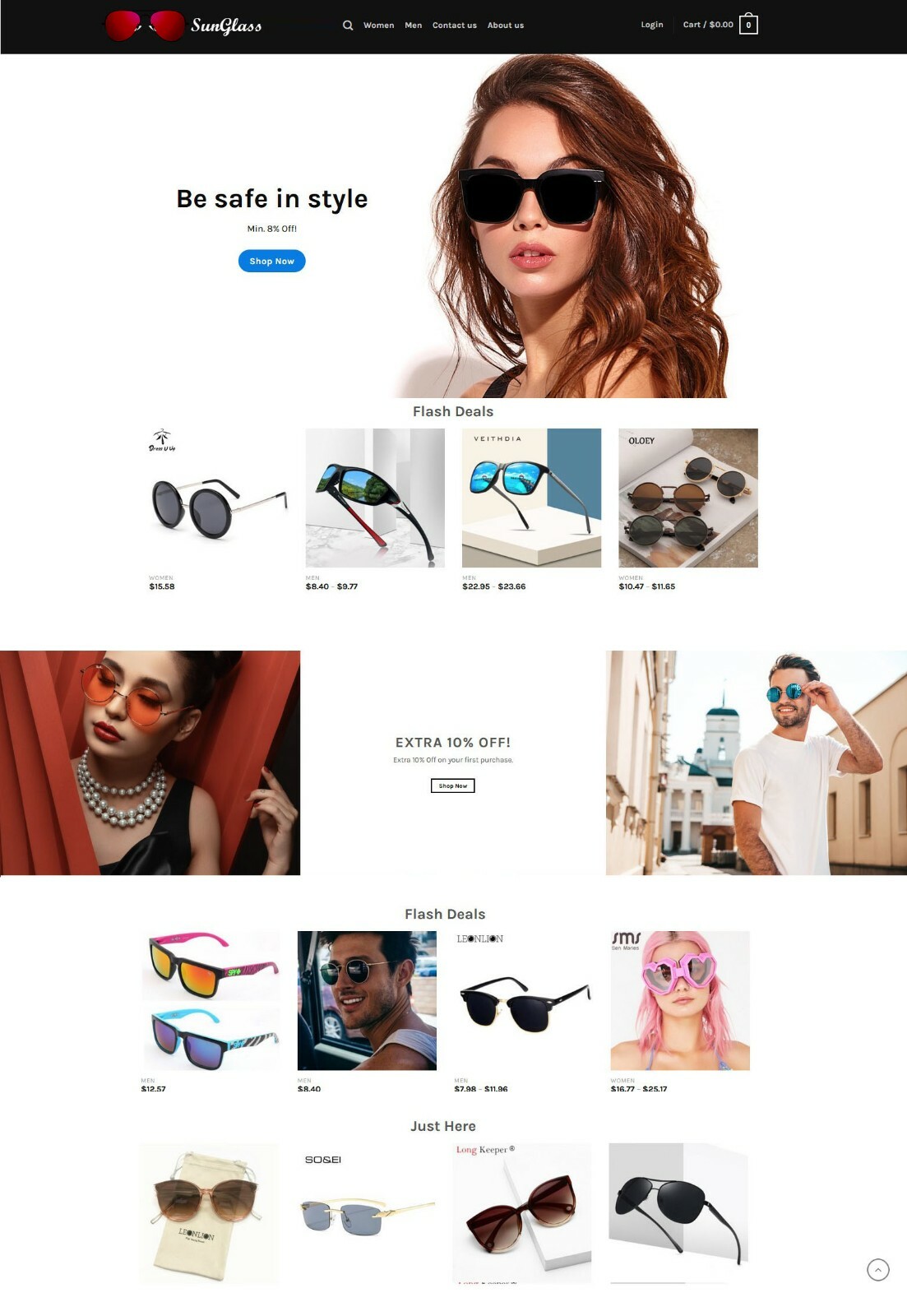 Sunglasses Store Drop Shipping Store Website + Free Hosting with SSL