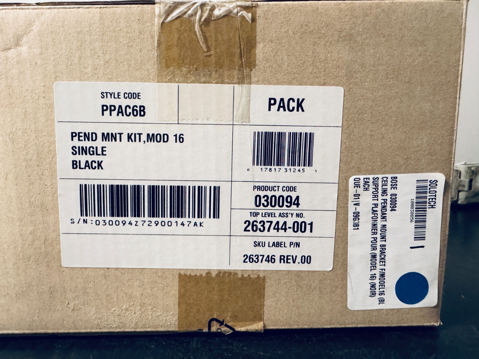 Bose PPAC6B Pendant Mount Kit Model 16 Speaker Ceiling Mount Black – New Sealed