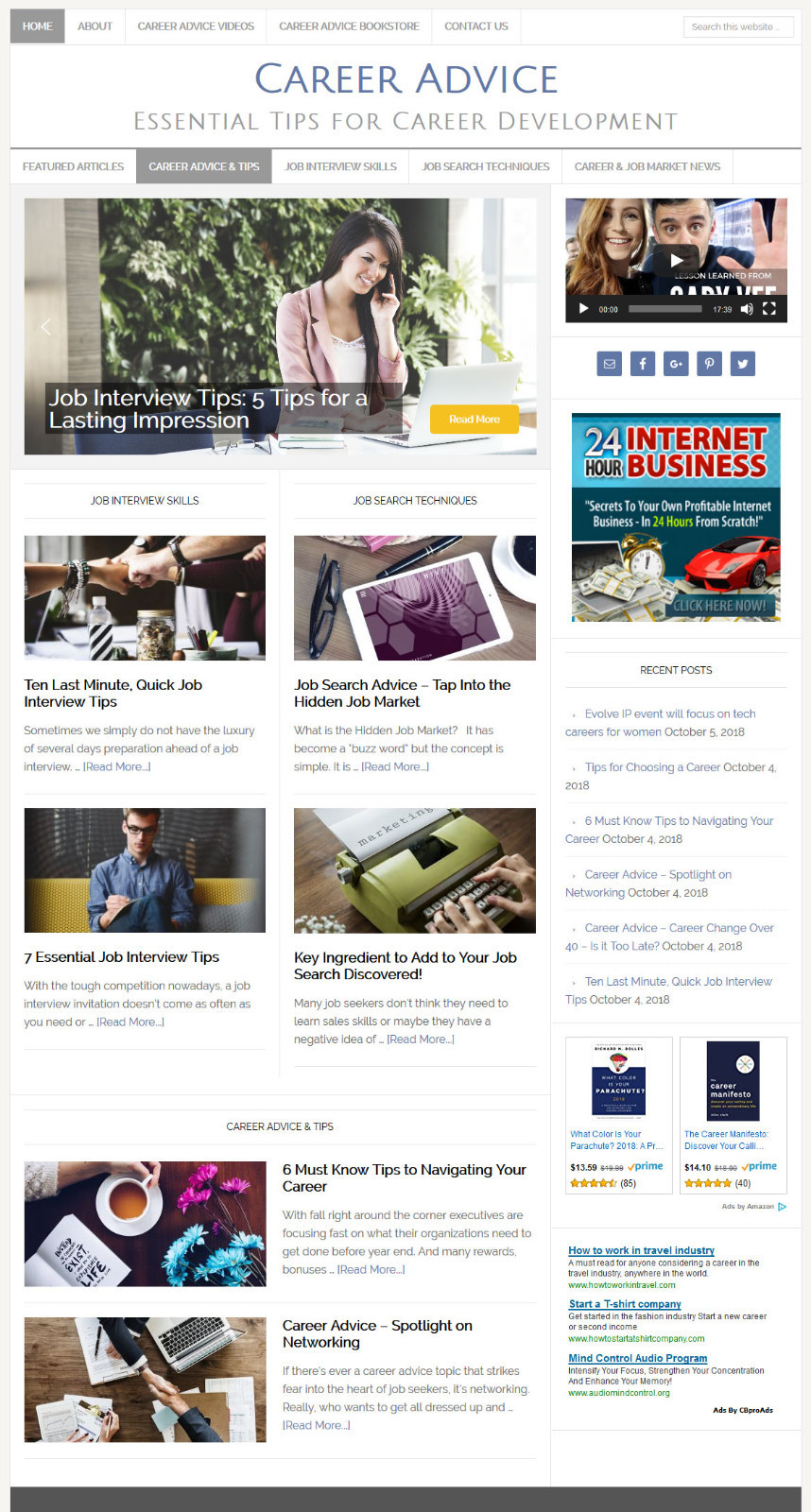 * CAREER & JOB ADVICE * blog website business for sale w/ AUTO CONTENT UPDATES