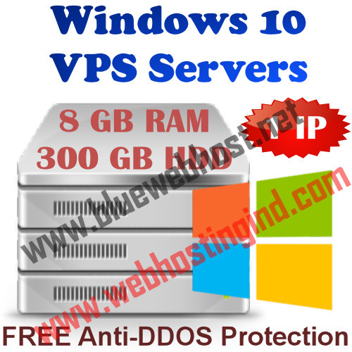 Windows 10 VPS (Virtual Dedicated Server) 8GB RAM + 300GB HDD