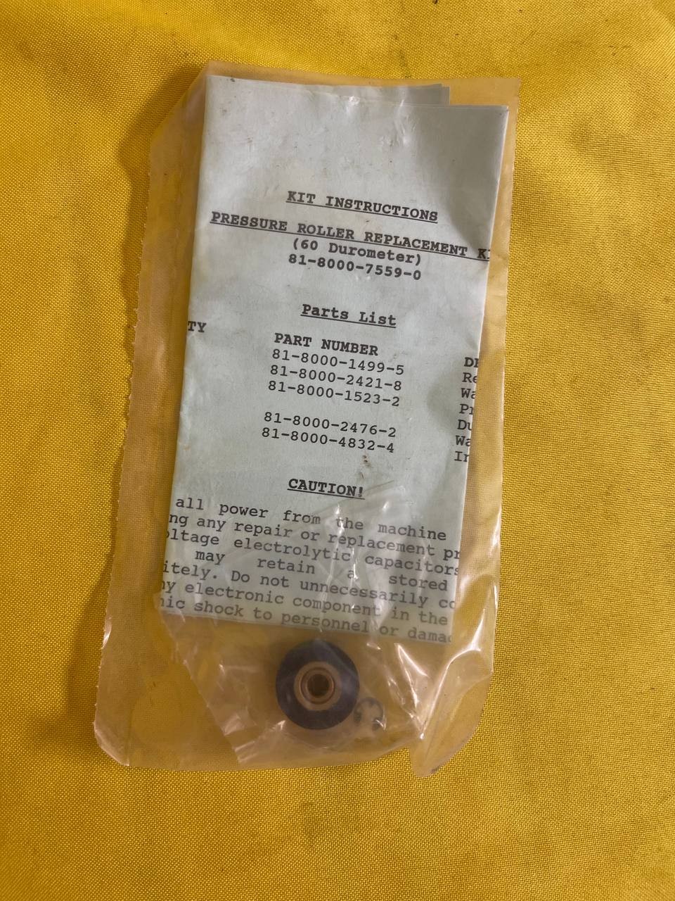 Pressure Roller Replacement Kit 60 Durometer Part 81-8000-7559-0 RE
