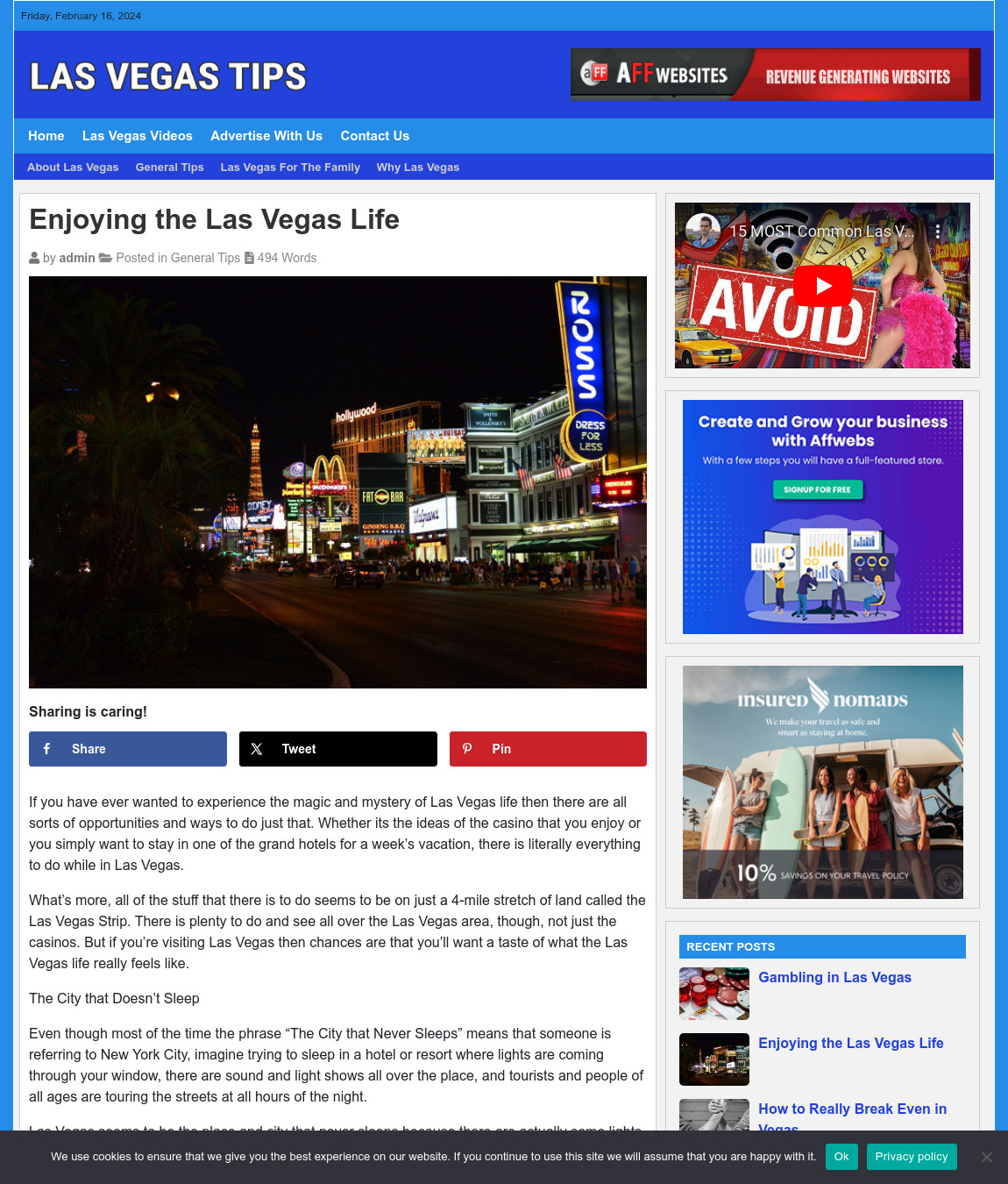 LAS VEGAS TIPS Website Business For Sale – Work From Home Internet Business