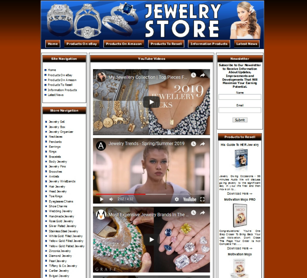 JEWELRY STORE Complete Custom Made Website, Free Domain. Amazon Store, Adsense.