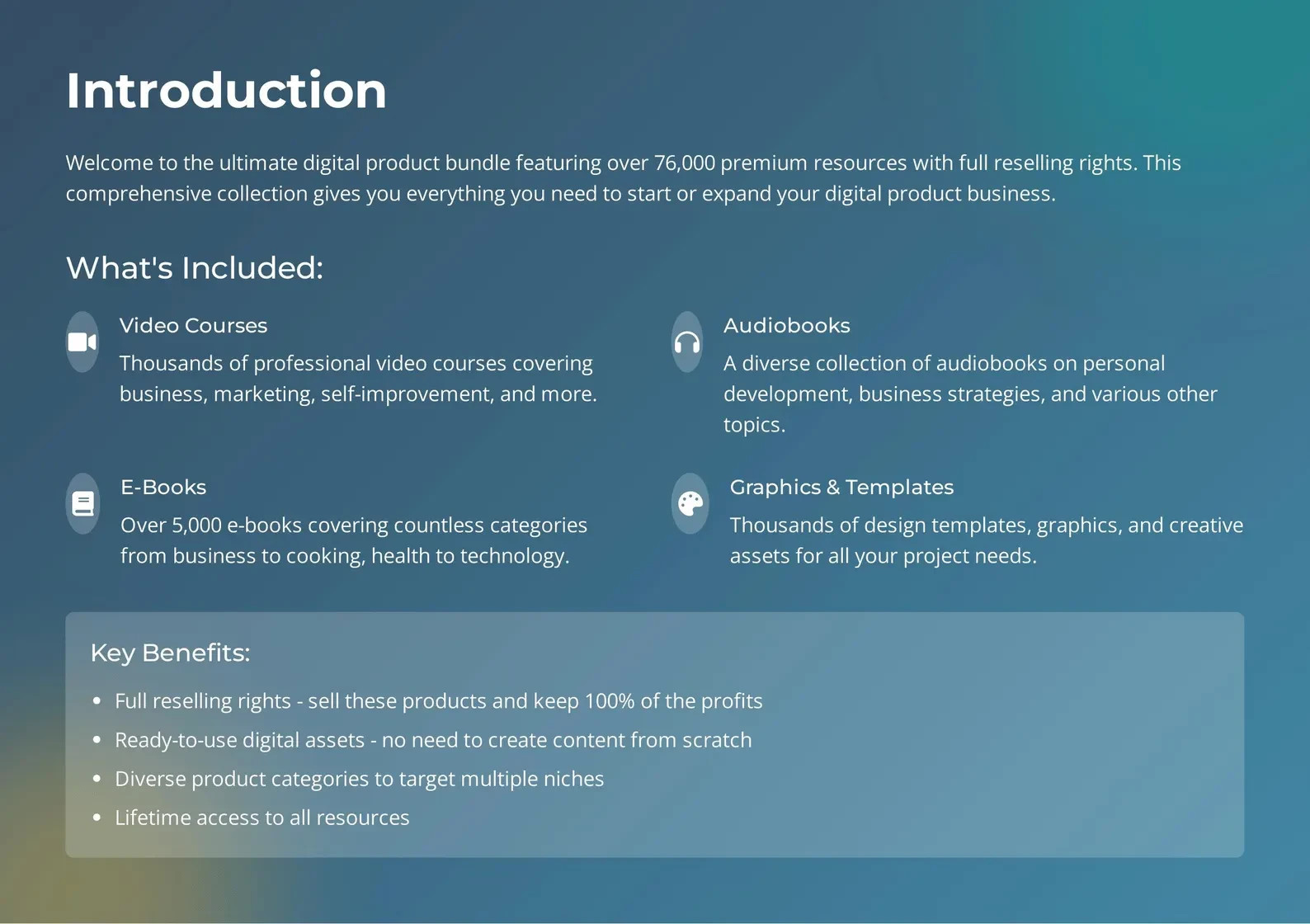 76,000 Digital Product Bundle with Reselling Rights