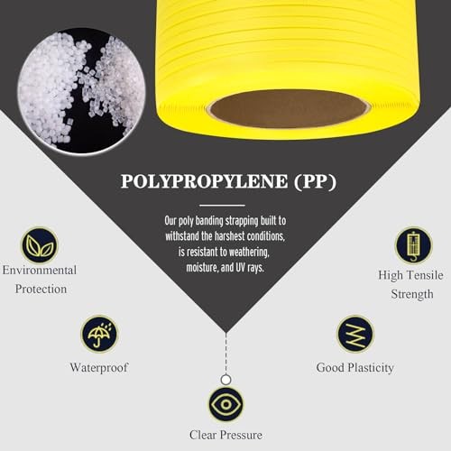 Poly Strapping Roll 1/2″ x 3280′ Yellow Packaging Banding 300lb Break Strength
