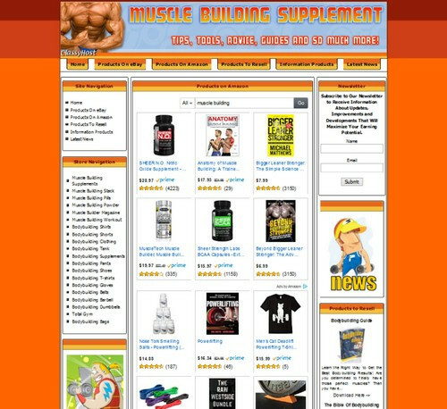 BODY BUILDING & WEIGHT LOSS STORE Affiliate Website Amazon+Google+Dropship