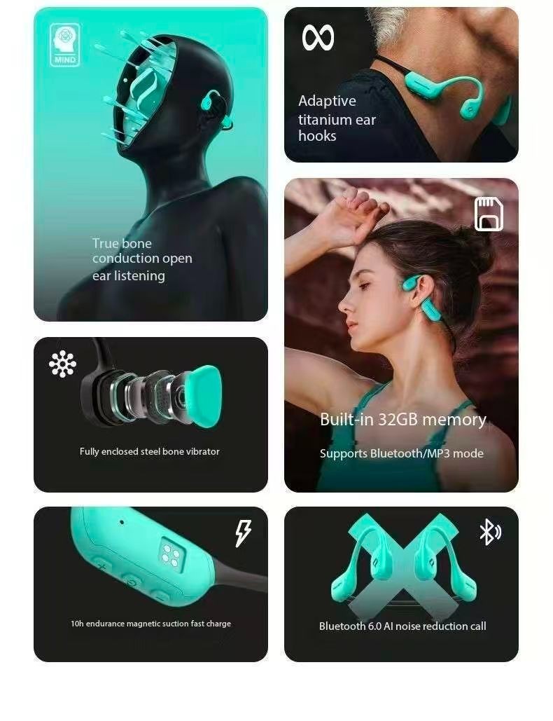 SHEYIN X8 Bone Conduction Bluetooth Headphones with Ultra Long Battery Life