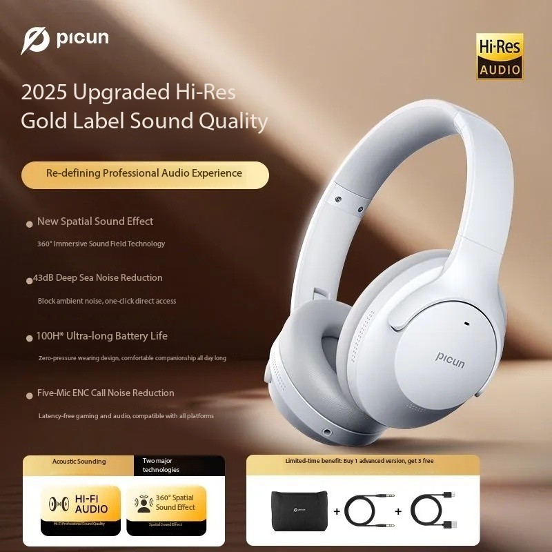 Pincun ANC-05L Active Noise Cancelling Over-Ear Wireless Bluetooth Headphones