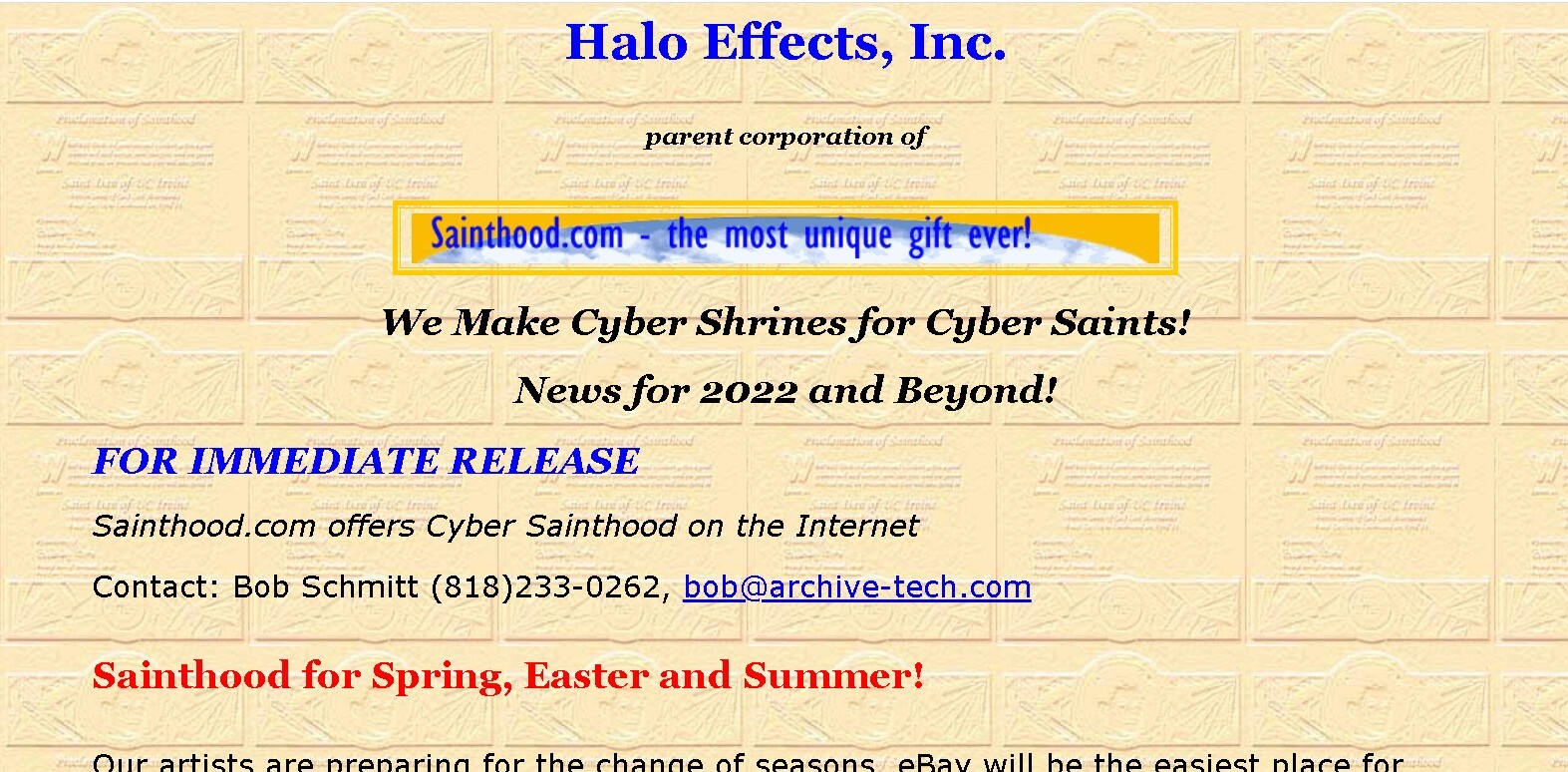 Sainthood.com + 3 Related URLs – Sell Saint Certificates and Shrines!