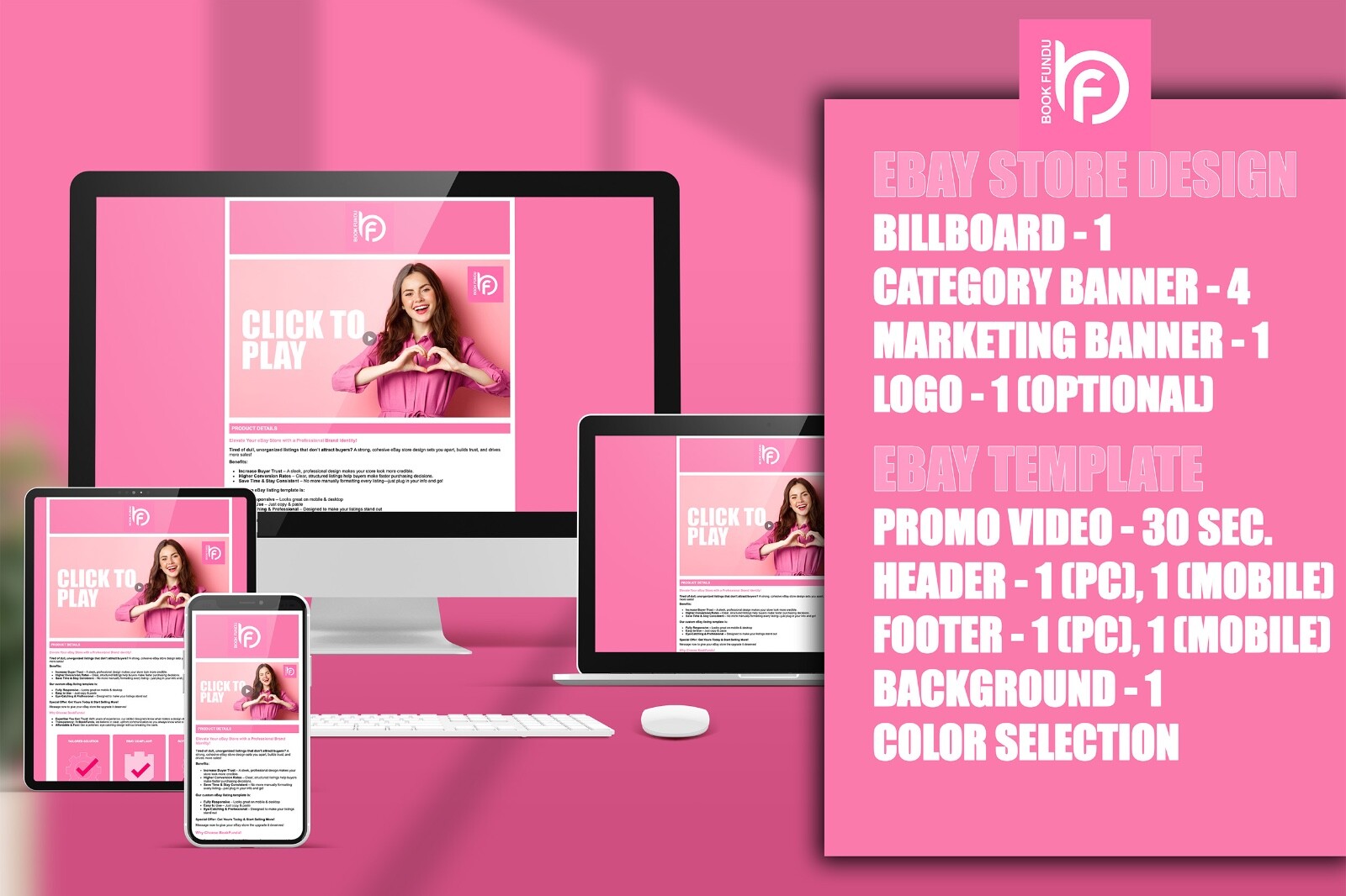 Custom eBay Listing Template, Store Branding, Banner, Video & Logo – Responsive