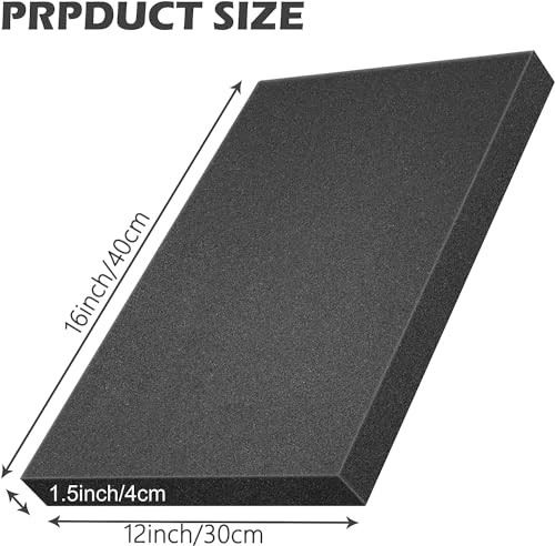 2 Pcs Polyurethane Foam Sheets 16x12x1.5 Inch Cuttable Case Insert Padding Black