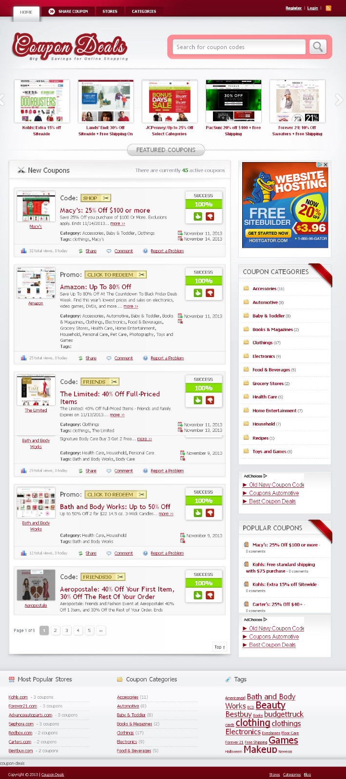 Your own COUPON codes sharing website, AutoPilot + Free Hosting