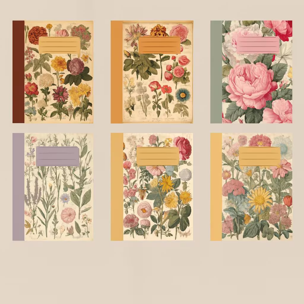 20 Vintage Floral Notebook Covers: KDP Canva Templates (Digital Download)
