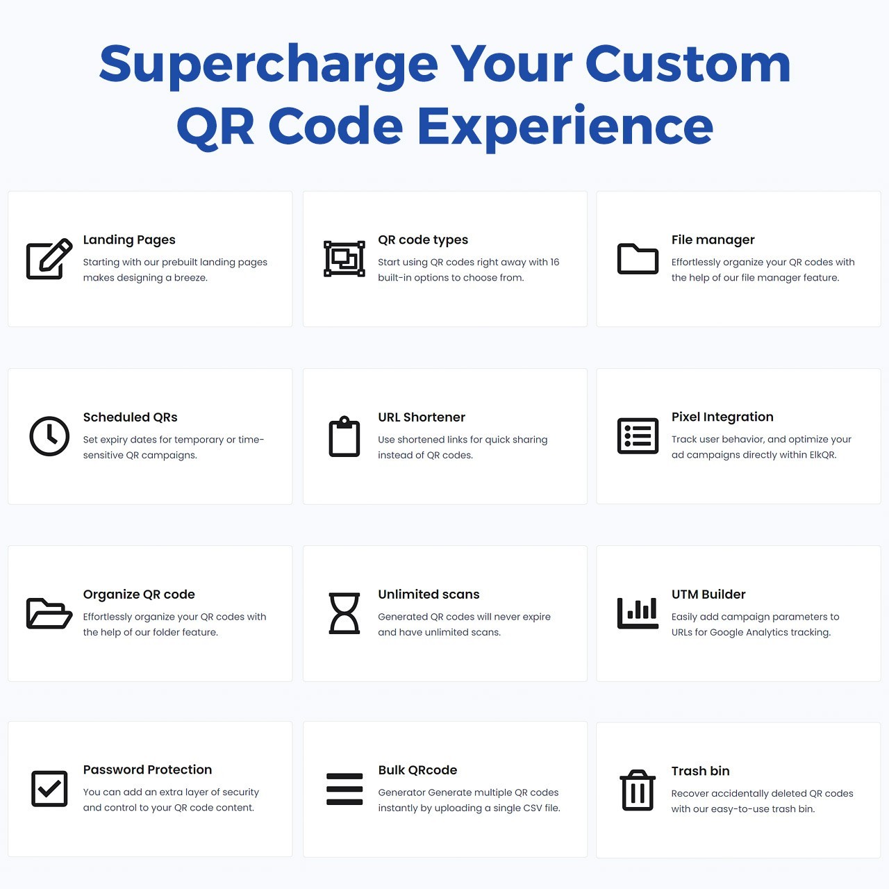 🥷 ElkQR ‒ 1-Year | Custom Dynamic QR Codes, URL Shortener, Landing Pages