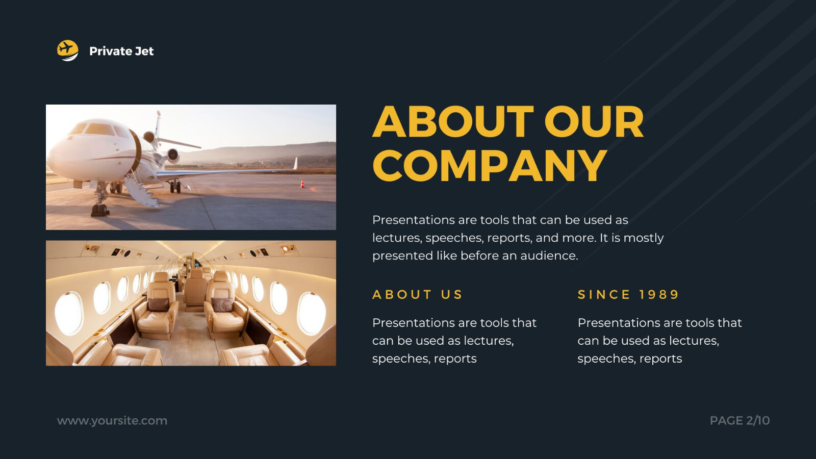 Website Landing Pages For Private Jet Template Flight Ticket Booking