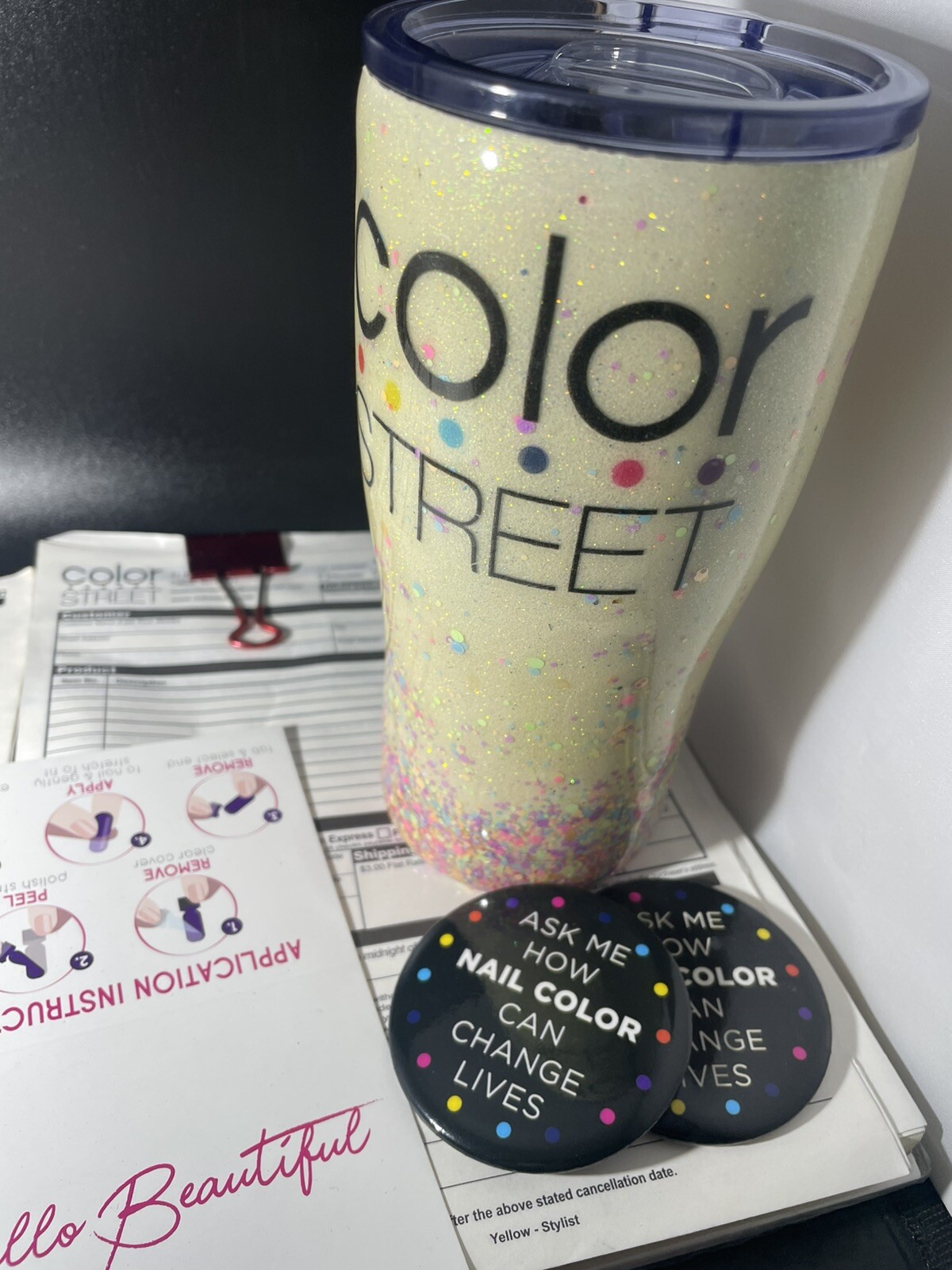 Color Street Order Forms, Cup, Cards, And Buttons