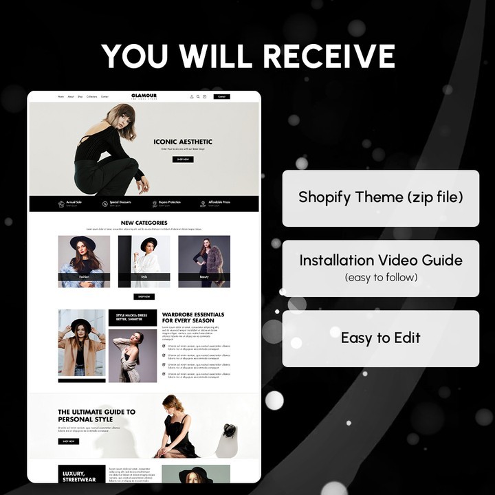 Luxury Black Shopify Theme | Streetwear Fashion Website Template | No Coding
