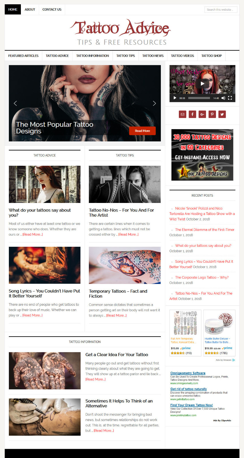 * TATTOO TIPS * niche website business for sale with AUTO UPDATING CONTENT!