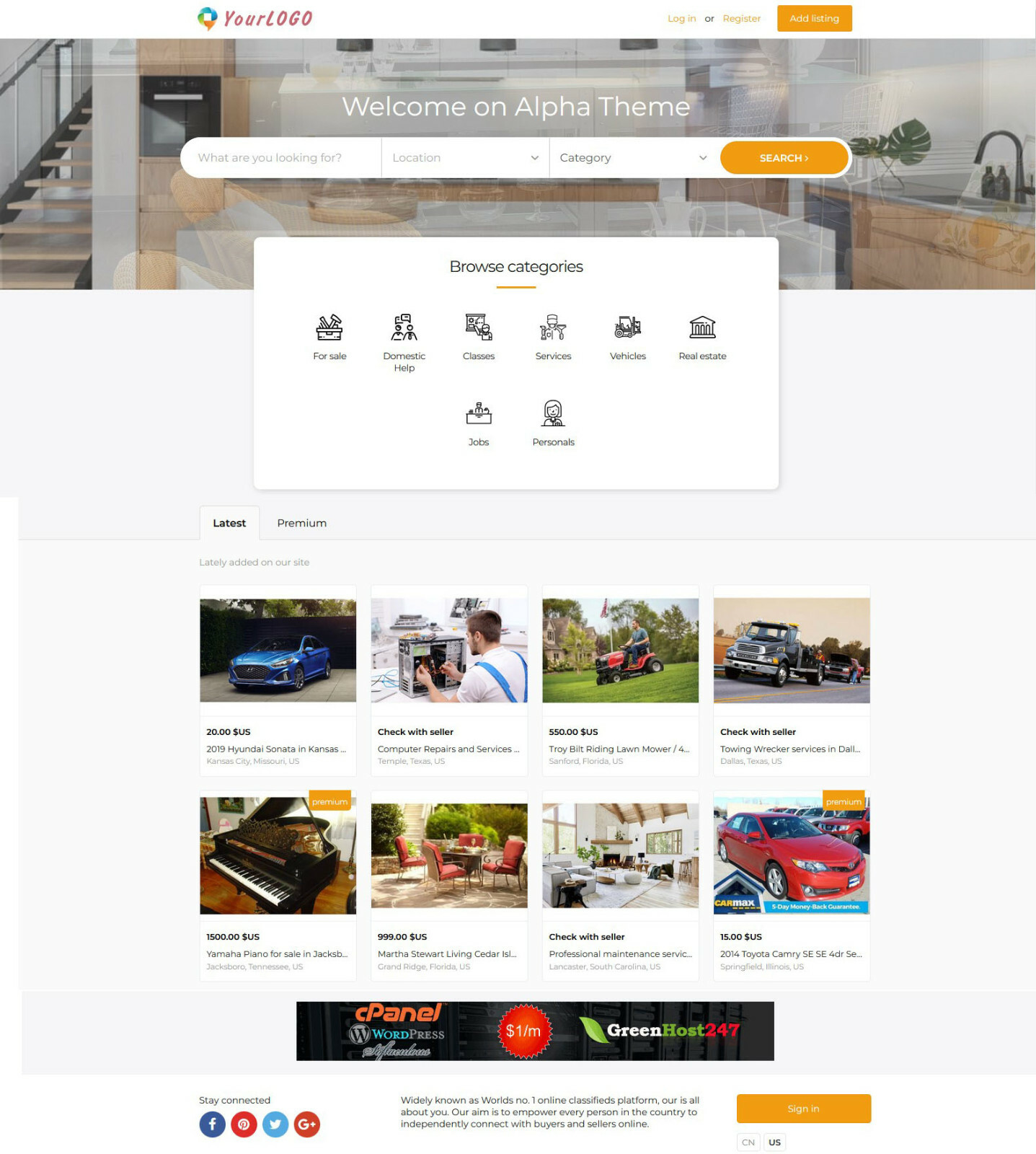 Classified Ads Website For Sale, Free Install + Hosting with SSL