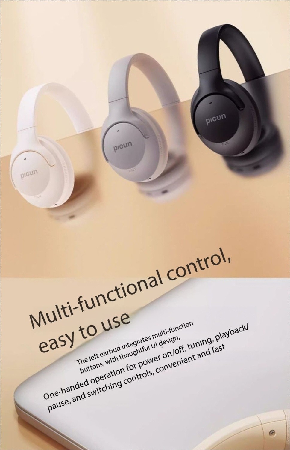 Pincun ANC-05L Active Noise Cancelling Over-Ear Wireless Bluetooth Headphones