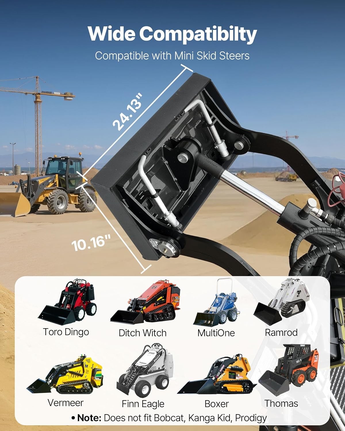 1/4″ Skid Steer Mount Plate 2″ Receiver Hitch 1500lbs Heavy Duty Steel