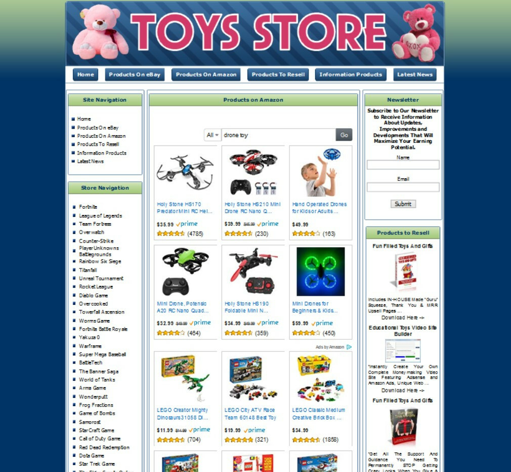 TOYS STORE WEBSITE FOR SALE. MAKE MONEY ONLINE.