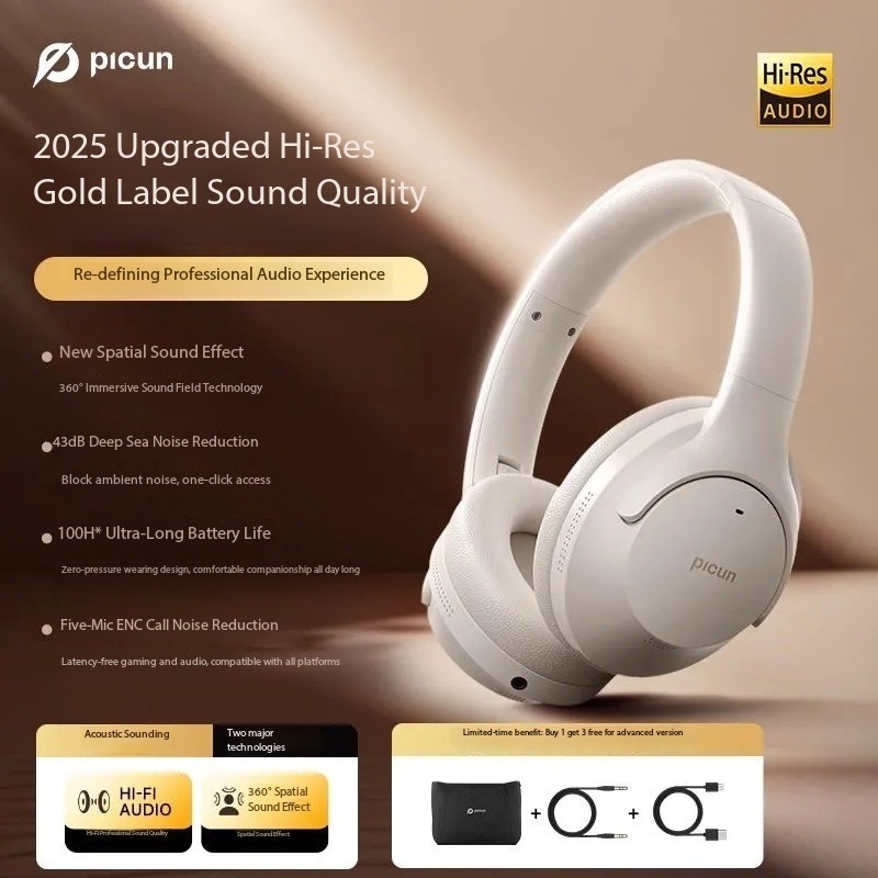 Pincun ANC-05L Active Noise Cancelling Over-Ear Wireless Bluetooth Headphones
