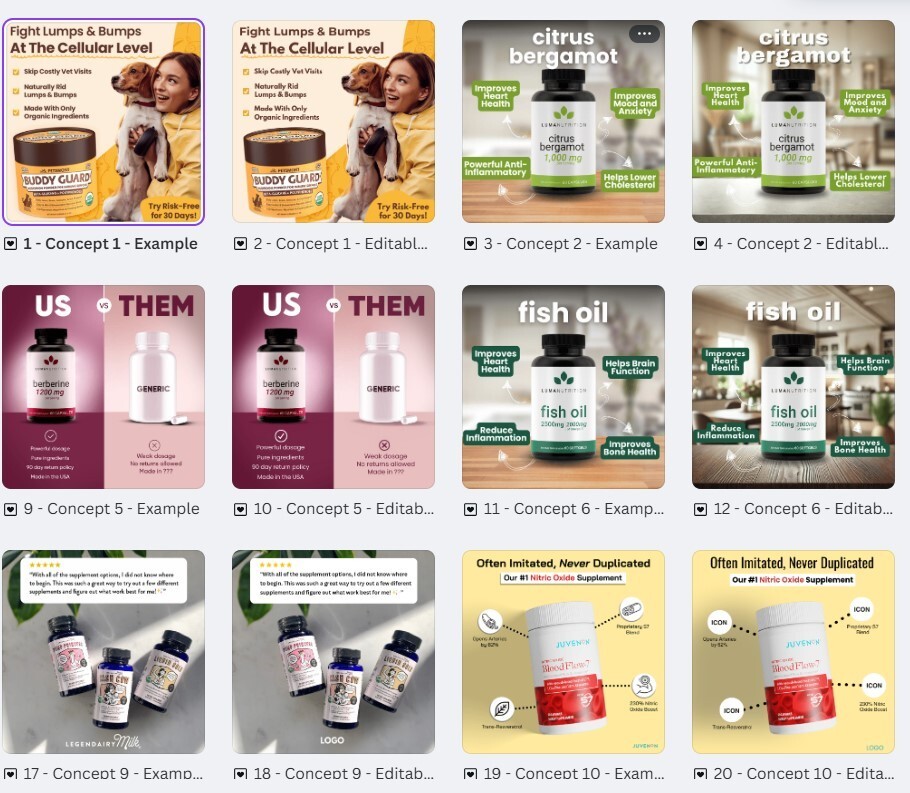 150-Supplements/Health & Wellness Eemplates | Ready-to-Use Digital Designs