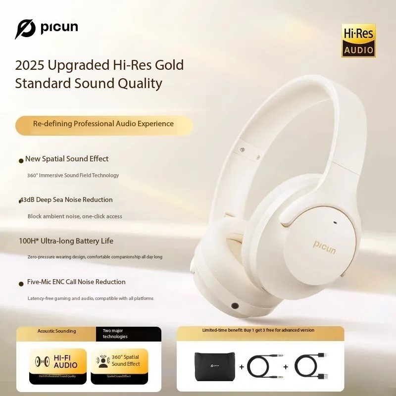 Pincun ANC-05L Active Noise Cancelling Over-Ear Wireless Bluetooth Headphones
