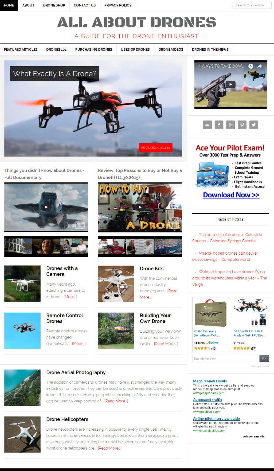 [NEW DESIGN] * DRONES * blog niche website business for sale AUTOMATIC CONTENT!