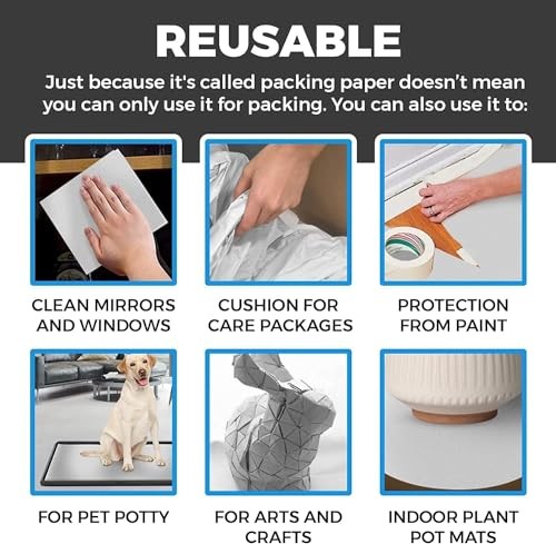 100 Sheets Packing Paper for Moving 12x24in Newsprint Wrapping for Dishes Glass