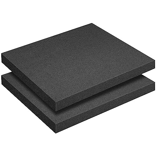 2 Pcs Polyurethane Foam Sheets 16x12x1.5 Inch Cuttable Case Insert Padding Black