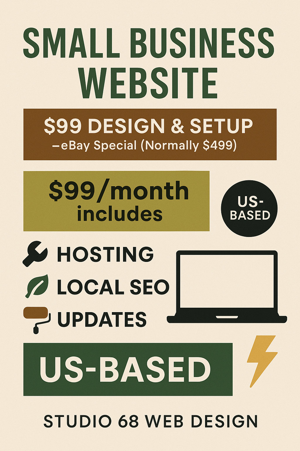 Contractor Website – $99 Design & Setup – US-Based – Hosting SEO Updates