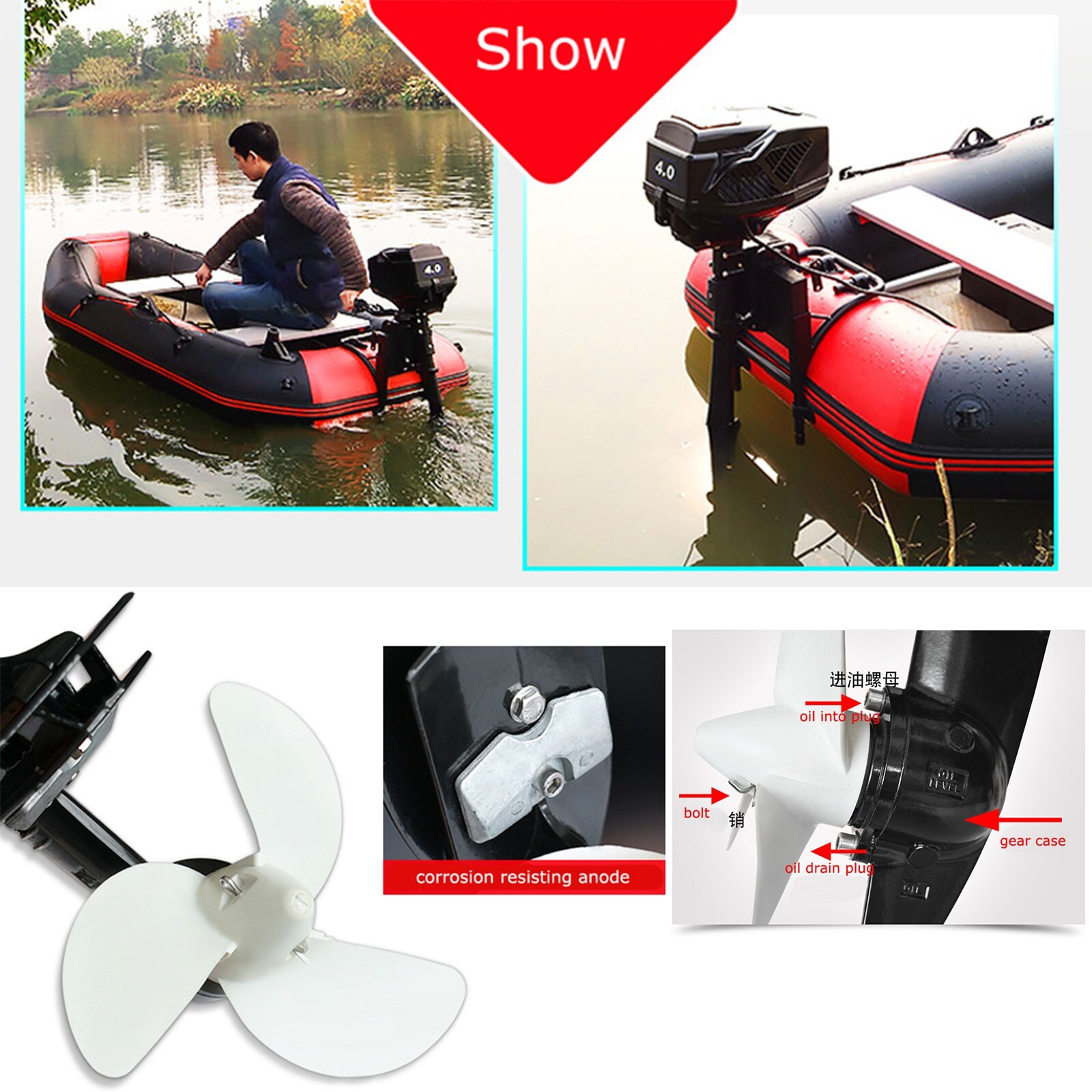 48V 4HP Electric Brushless Marine Propeller Trolling Outboard Trolling Motor