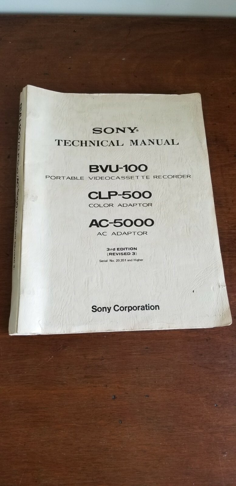 Sony BVU-100 CLP-500 AC-5000 Technical Professional Manual 3rd Edition