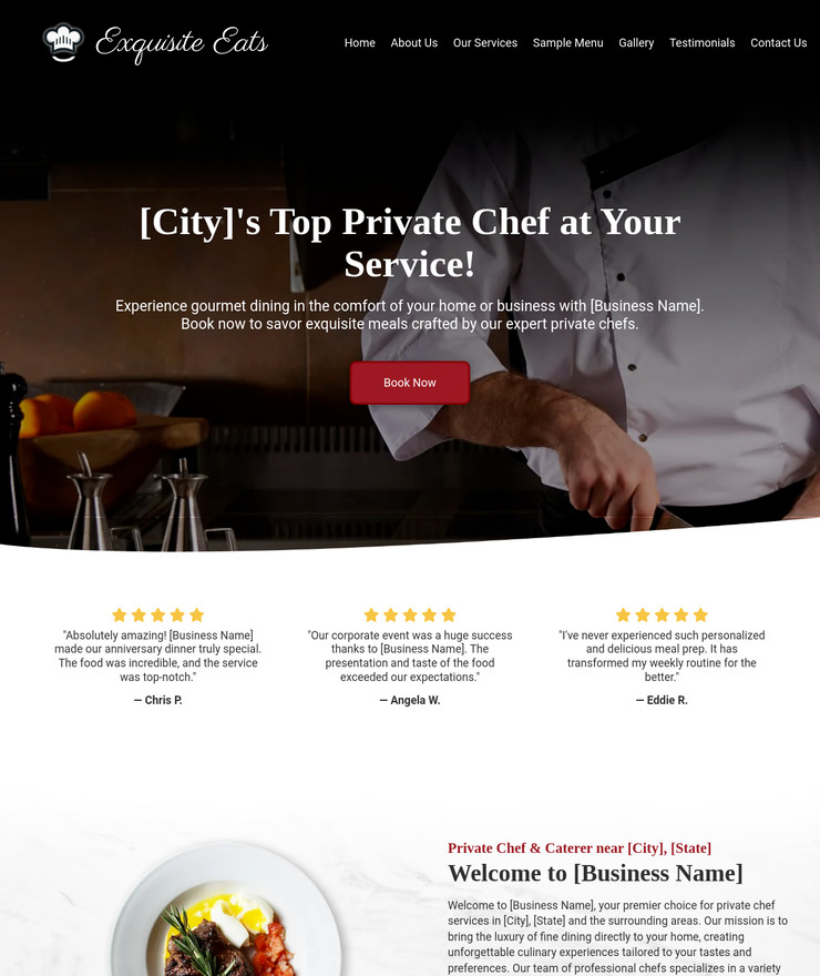Private Chef Business Website *SEE FULL DESCRIPTION*