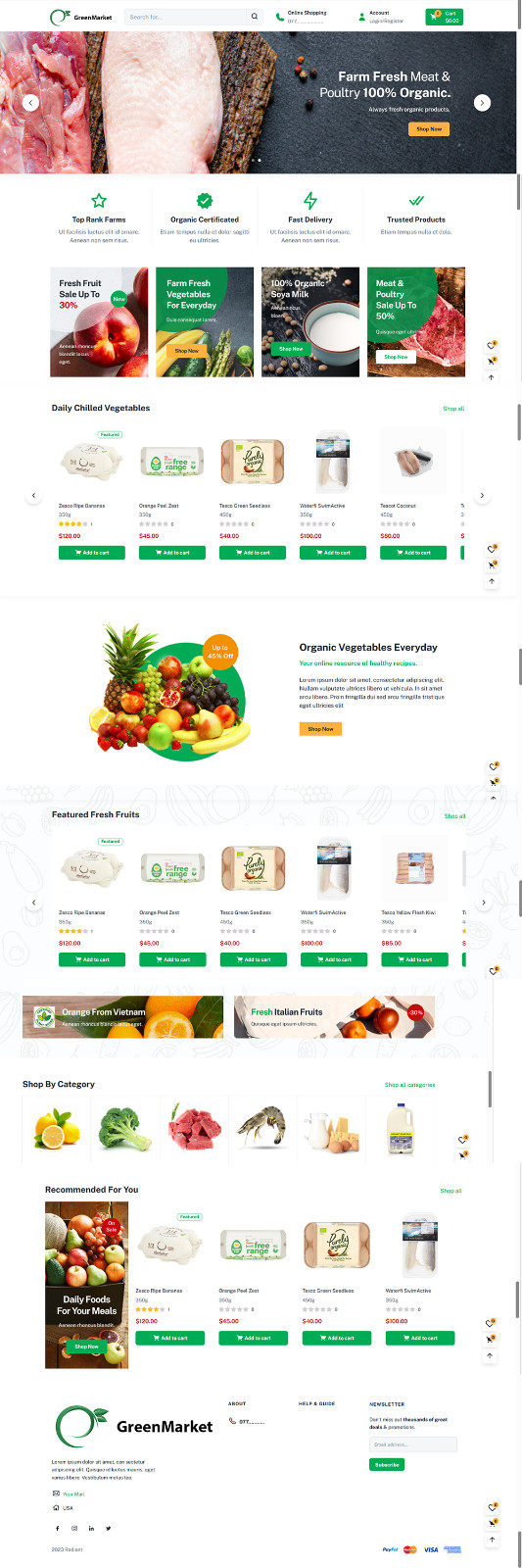 Food & Organic / Vegetable Online Store website , Free Hosting / Complete setup
