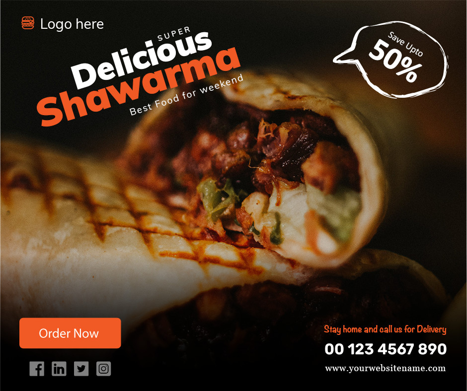 Delicious Shawarma Social Media Marketing Templates